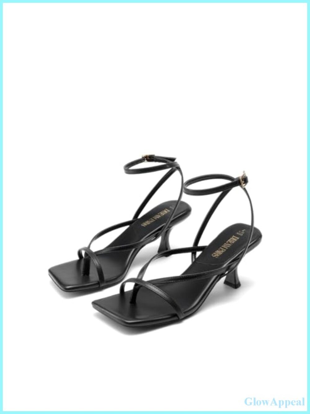 Dressy Thong Kitten Heel Sandals Faux Leather Ankle Strap